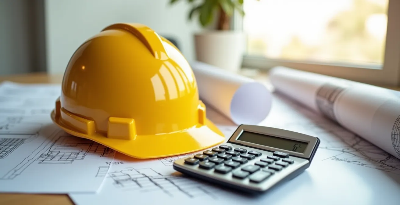 Financial planning setup with safety equipment